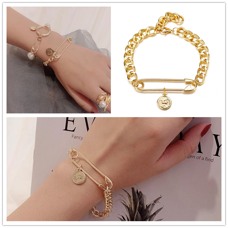 New Creative Gold Alloy Bracelets Fashion Geometric Simple Bracelets Charms Net Red Jewelry Accessories