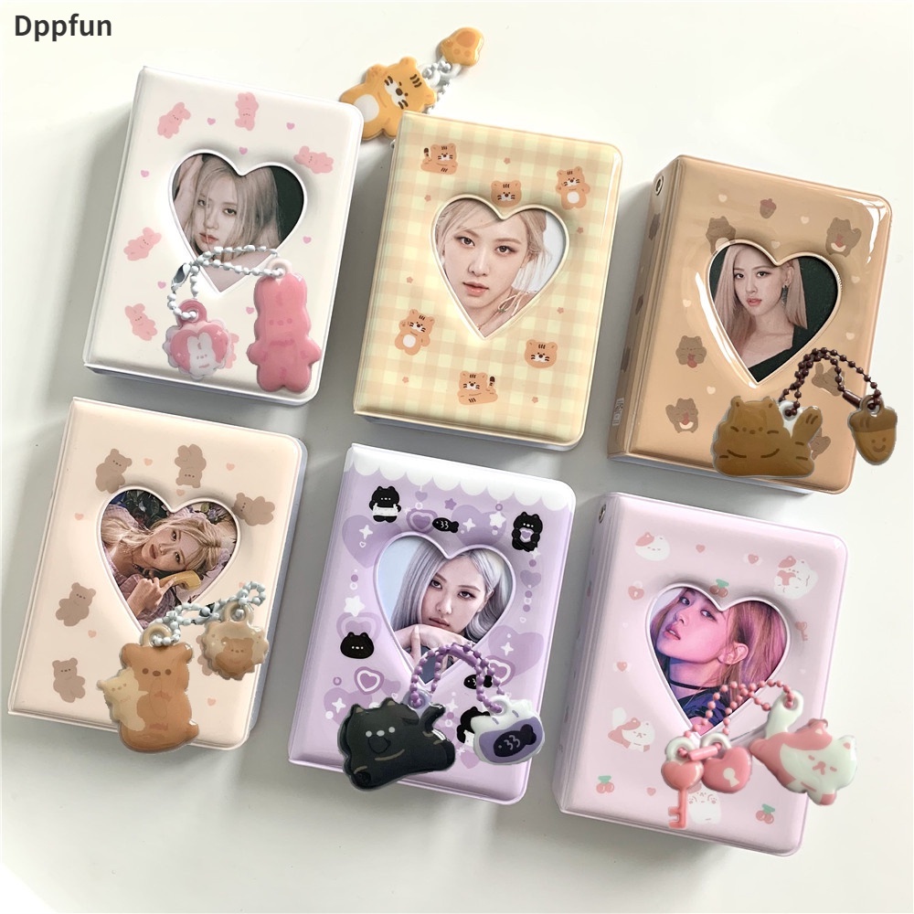 Ablum Foto Mini Lucu 3inch 40kisi Liontin Saku Untuk Koleksi Holder Kartu Gantungan Kunci Kawaii Indah