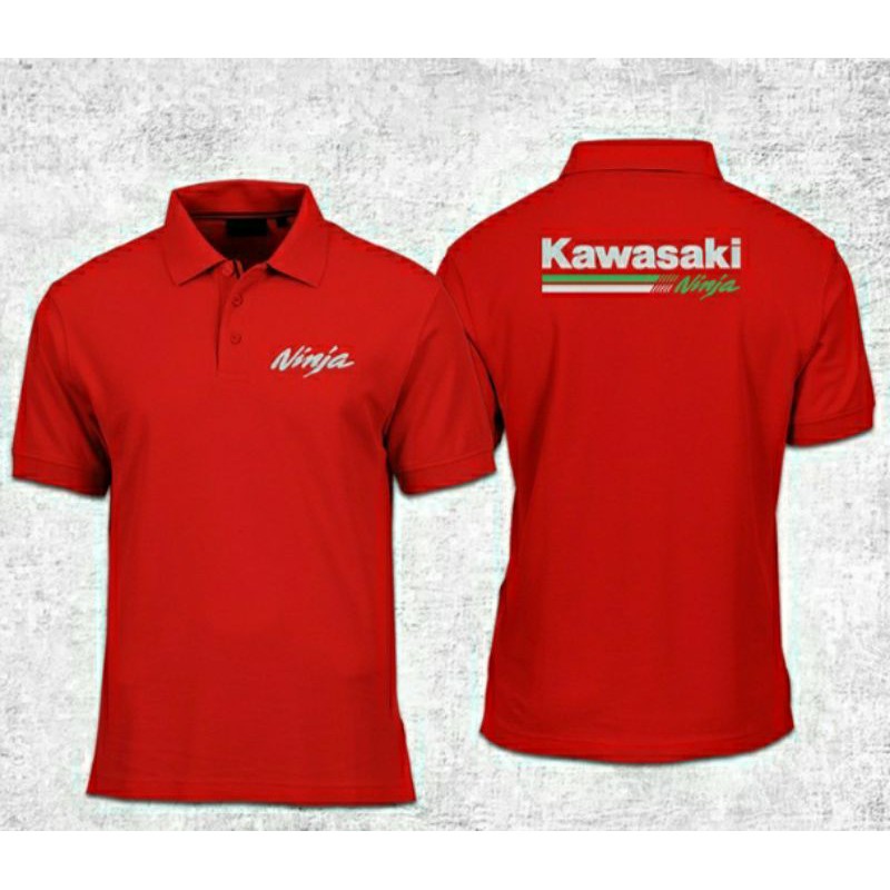 Kaos Kawasaki ninja polo katun Kaos kerah Kawasaki bordir depan belakang baju Kawasaki kaos kerah Ka