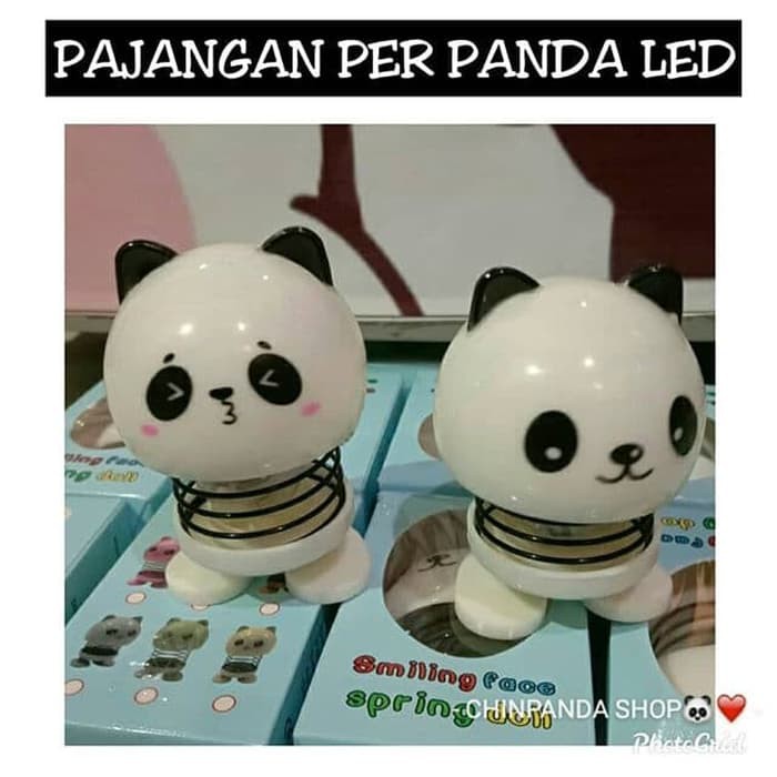 PANDA LED Pajangan Dashboard Mobil SPRING DOLL PANDA LED