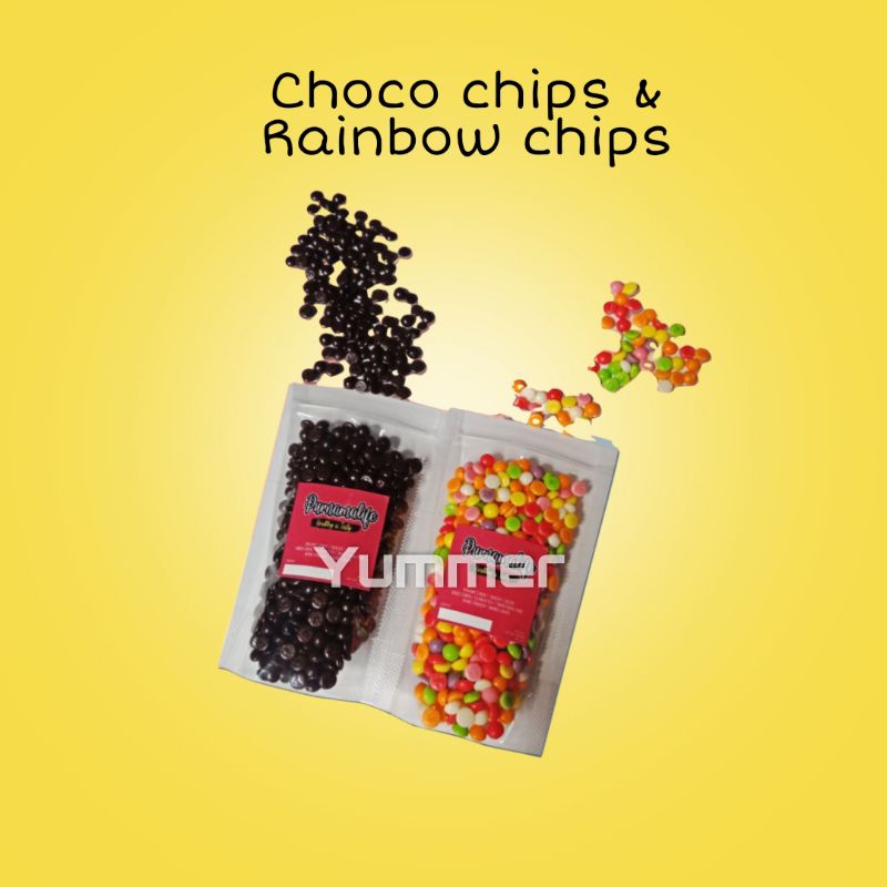 

Choco chips & rainbow chips untuk topping kue ice cream dll 50gr