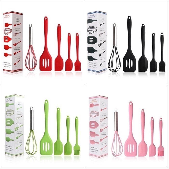 spatula set murah spatula murah 5in1 Spatula Silikon Sodet Kocokan