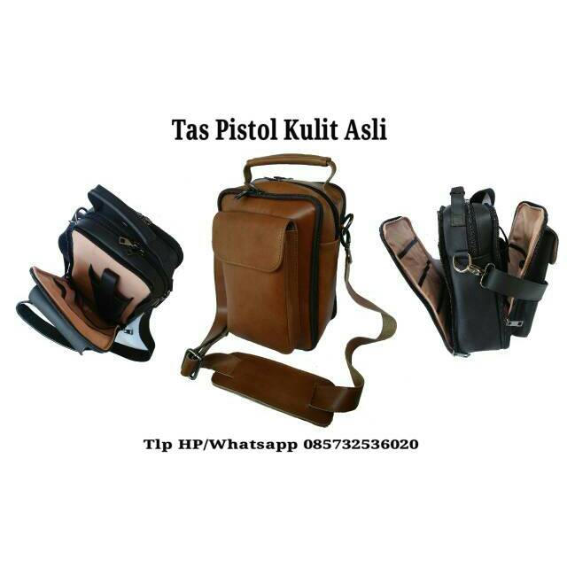 Tas pistol selempang kulit asli genuine guns bag