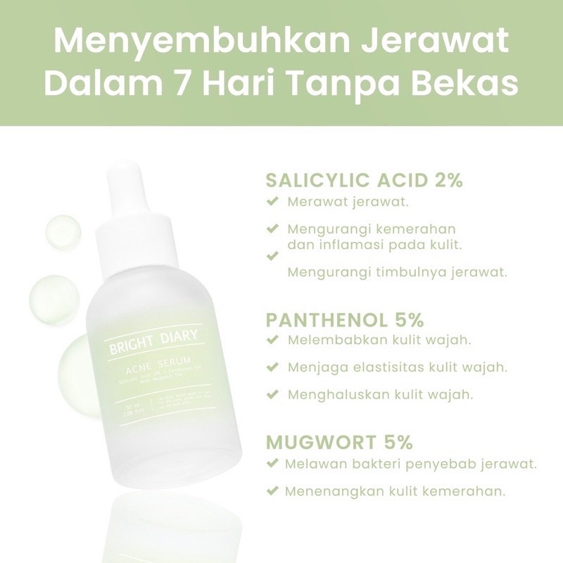 [READY] Bright Diary Bright Serum Niacin 5% - Acne Serum Salicylic Acid 2% + Niacinamide + Mugwort SERUM BRIGHT DIARY SERUM OXI BARRIER BRIGHT DIARY SERUM ACNE BRIGHT DIARY SERUM BRIGHTENING BRIGHT DIARY INSTAN GLASS SKIN