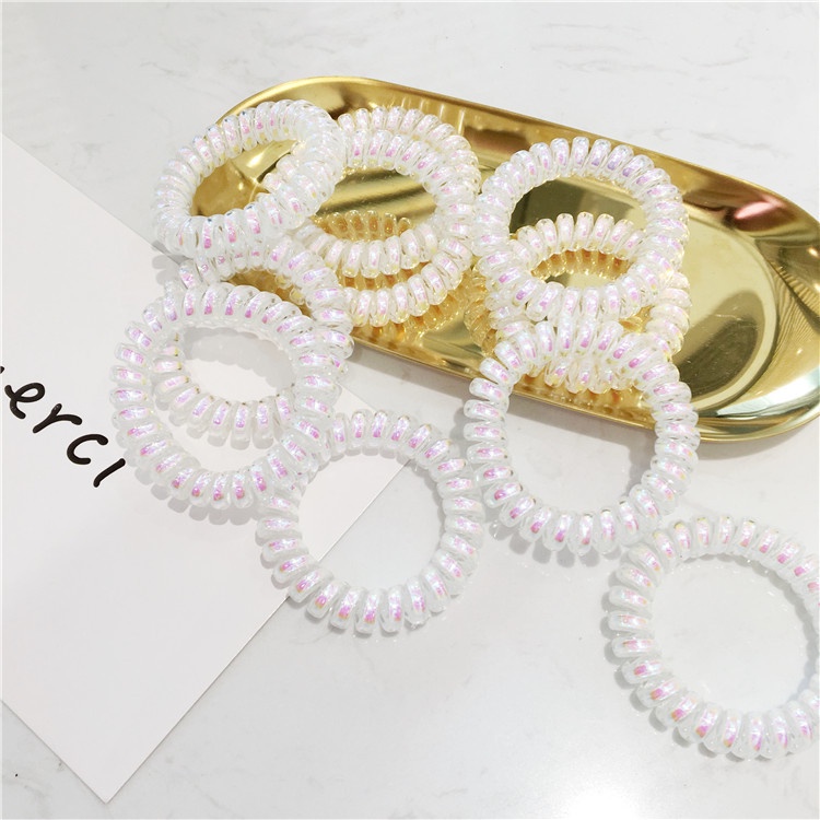 Lolita Japanese Girl Fantasy Phone Coil Mermaid Color Flash Transparent Laser Hair Rope Head Rope Hair Accessories