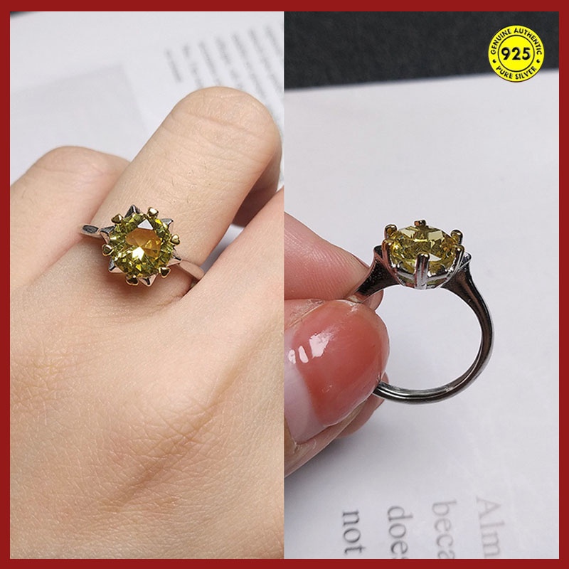 Pt950 Cincin Model Terbuka Desain Delapan Hati Hias Berlian Warna Kuning Untuk Wanita