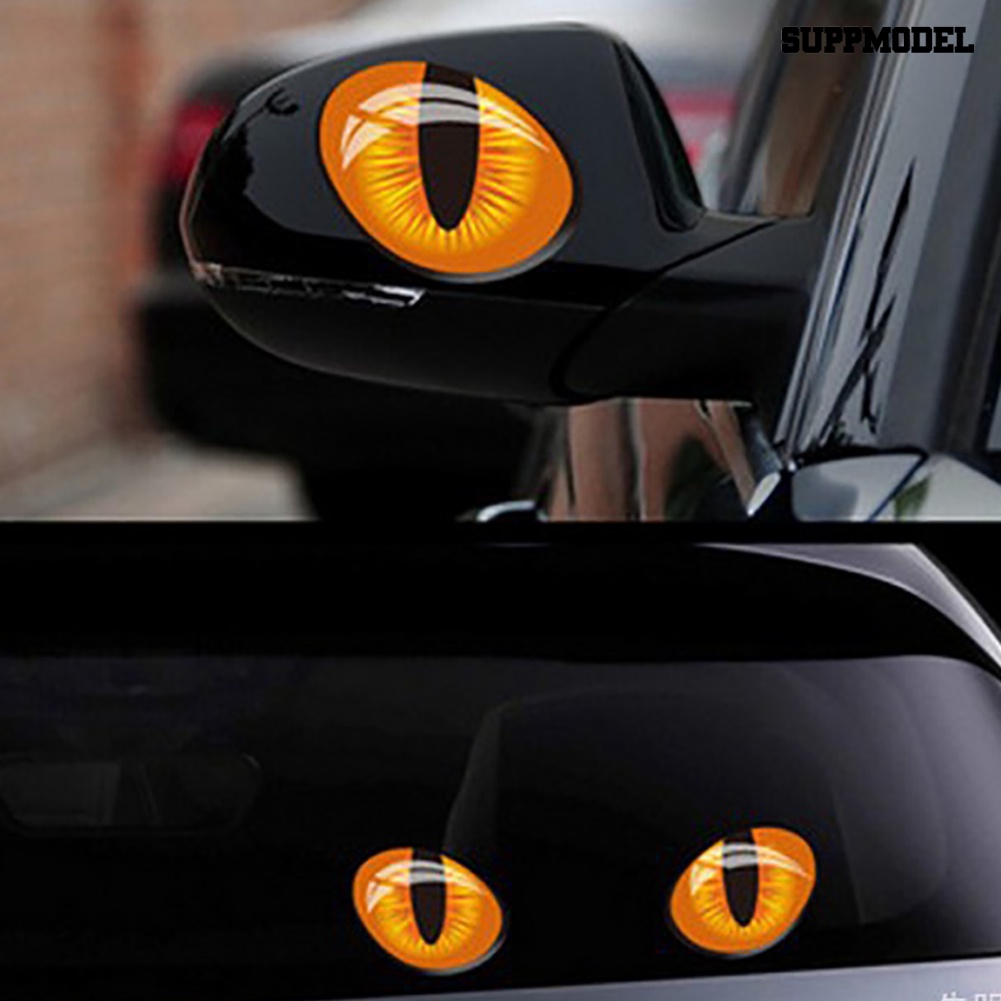 Car 2Pcs Stiker Vinyl Motif Mata Kucing Untuk Dekorasi Body / Jendela Mobil