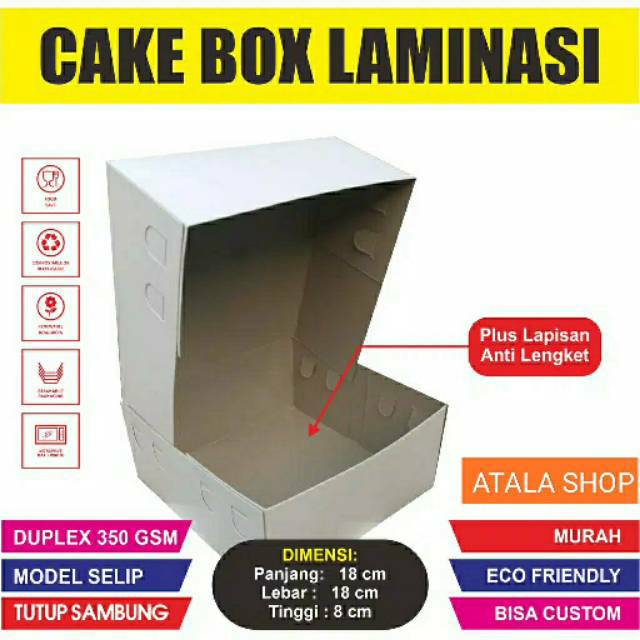 

Kotak Kue Cake Box Tutup sambung Kotak Nasi Katering Duplex 18x18x8cm TEBAL 350 GSM + Laminating