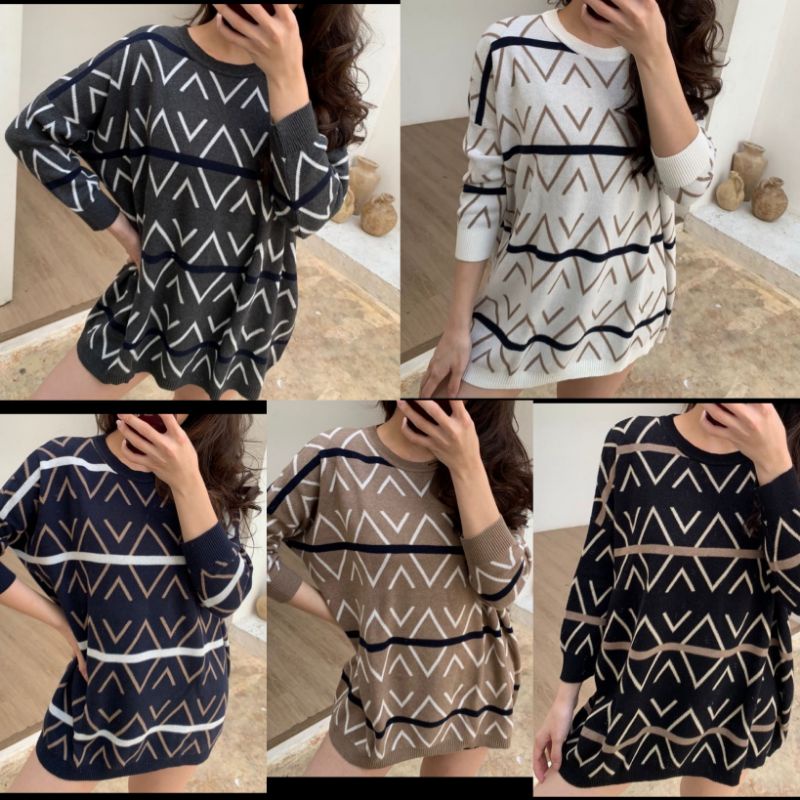 atasan blus oversize bigsize jumbo wanita rajut import