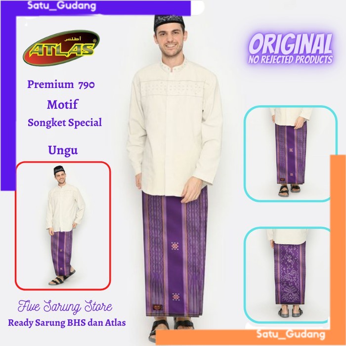 Kain Sarung ATLAS Premium 790 Songket Special Ungu / Sarung Songket Atlas Premium