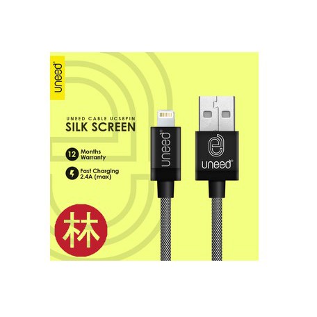 UNEED UCS8PIN Silk Screen Kabel Data Lightning Fast Charging 2.1A