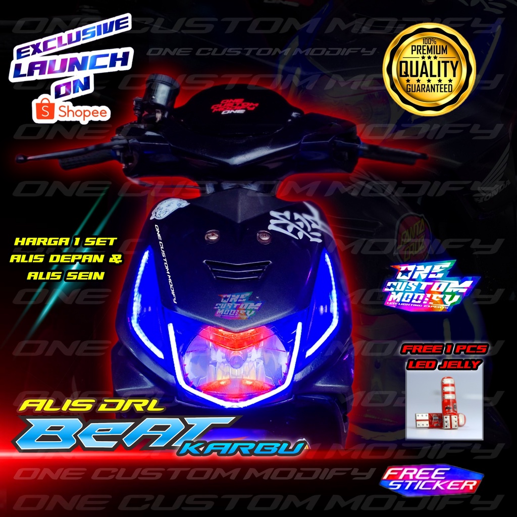 SEPAKET LAMPU ALIS DRL BEAT KARBU OLD BONUS LED JELLY VARIASI AKSESORIS MOTOR BEAT LIS DEPAN BEAT KA