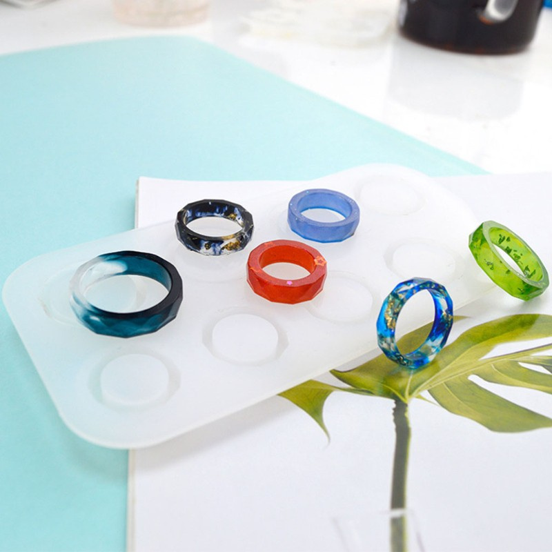 Glitter Assorted Rings Crystal Epoxy Resin Mold Jewerly Ring Silicone Mould DIY Crafts Casting Tools