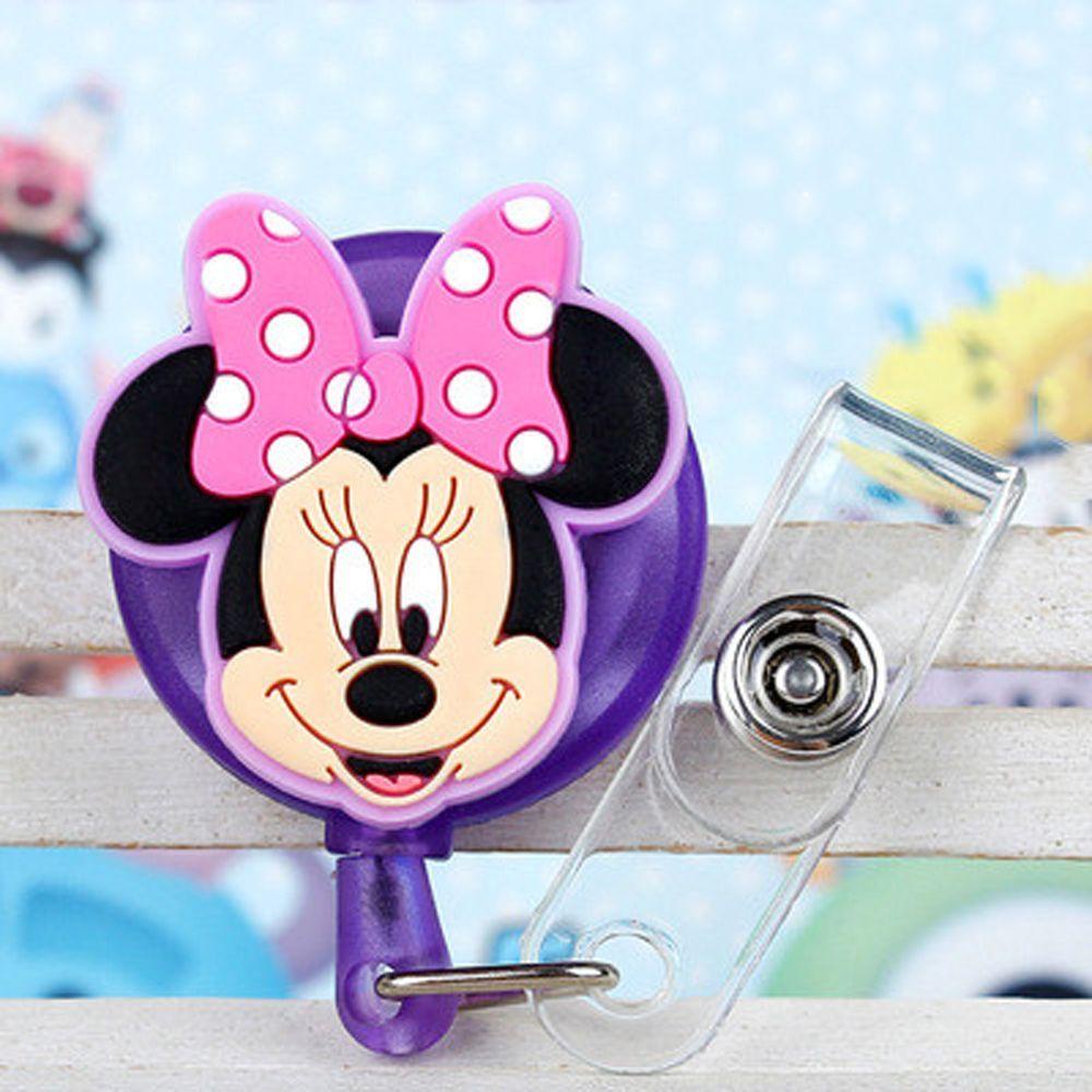 [Elegan] Retractable Badge Reel Siswa Silikon Perawat Dokter Kartun Card Holder Mickey Minnie Name Card Holder