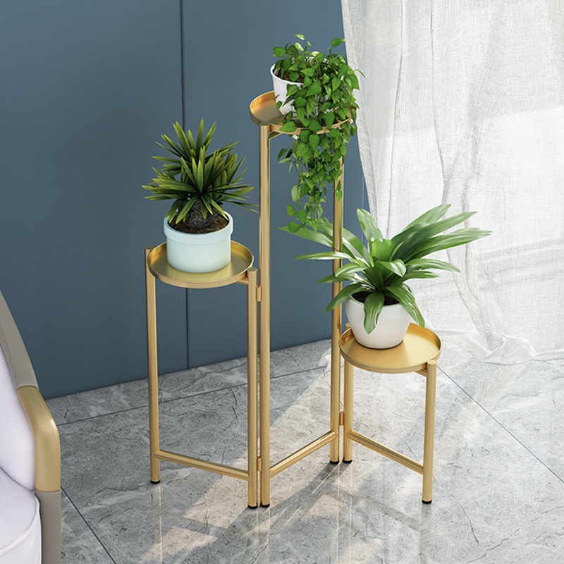 Stand bunga multi-layer, ruang tamu dalam ruangan, rak tanaman hijau yang segar, rak pot bunga lipat