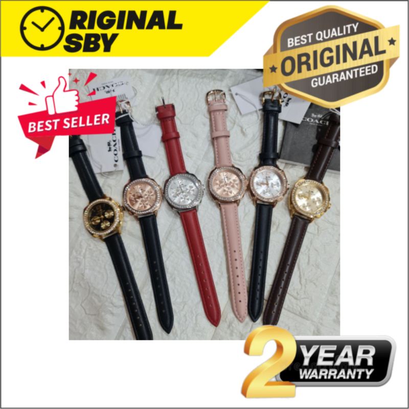 ORIGINAL - BERGARANSI JAM TANGAN PRIA WANITA | RANTAI | KULIT | KARET | MURAH | Coach - Strap kulit 