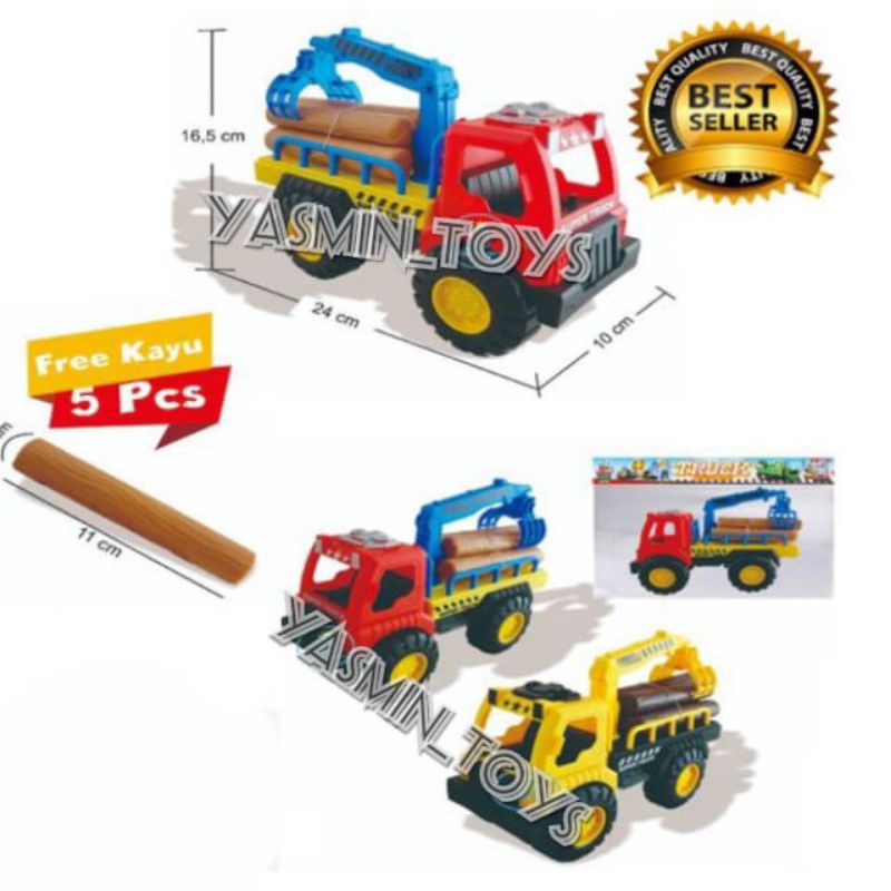 Mainan Anak Truck Konstruksi Grapple + Kayu / Mainan Truck AK 93