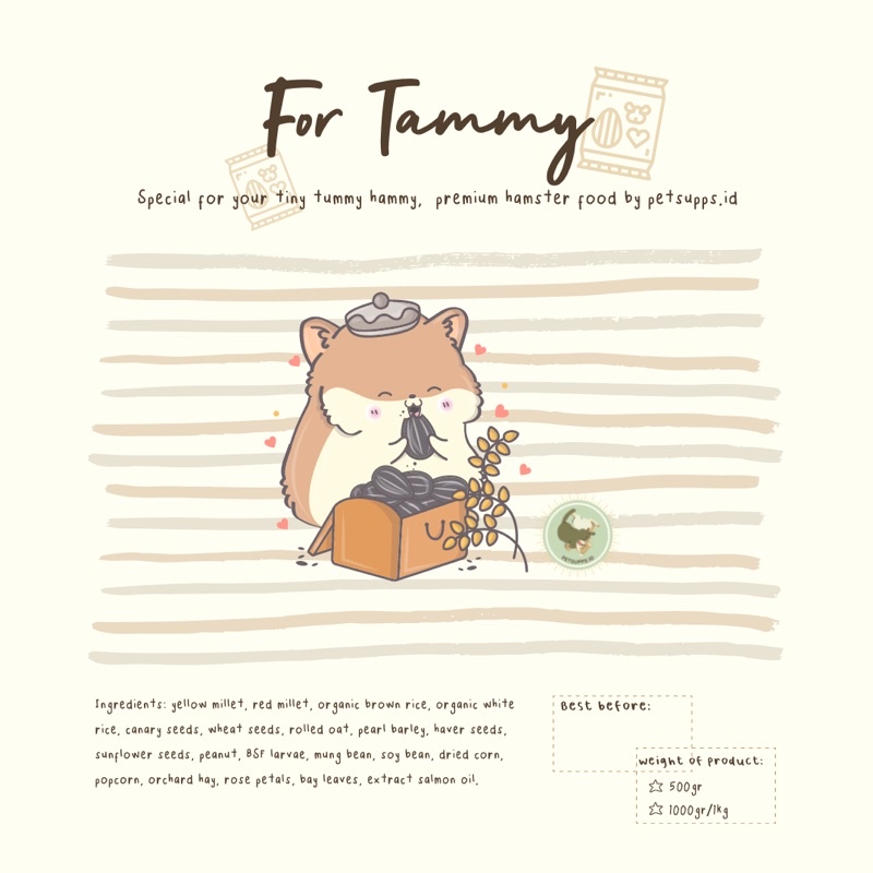 For Tammy makanan hamster premium 1kg [WITH GUARANTEED ANALYSIS]