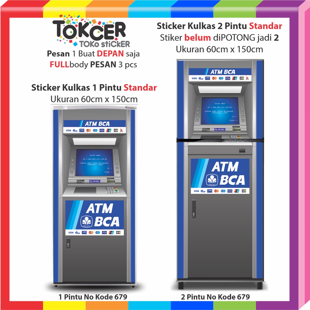 STIKER Kulkas 1 Pintu dan 2 Pintu STANDAR Motif ATM