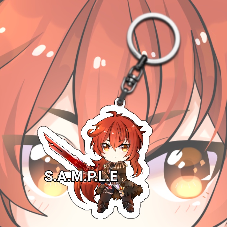 Gantungan Kunci Anime Game Genshin Impact Diluc - Keychain genshin Impact Diluc