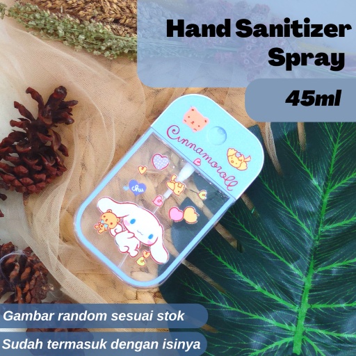 Hand Sanitizer Kemasan Botol Gantung Kotak Spray 45ml Portable Square Hand Gambar Lucu Kartun Sanrio Sanitizer Aroma Parfum Segar Harum Wangi BONUS ISINYA!