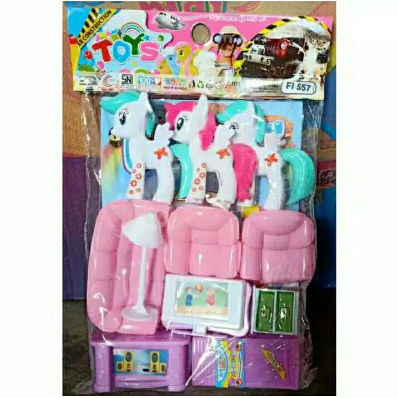 FI 557 MAINAN SET SOFA PLUS TIGA KUDA PONI