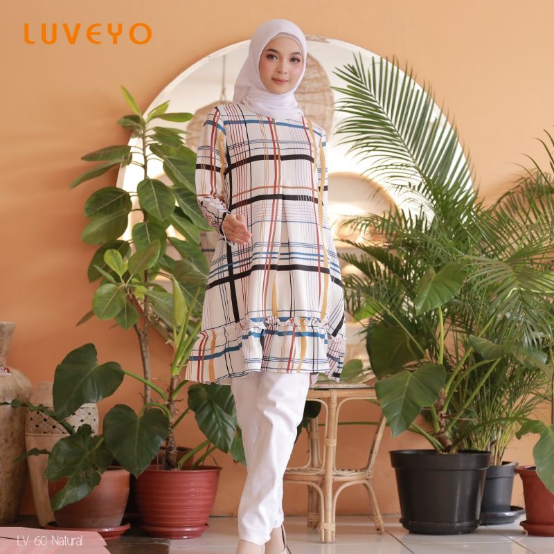 Luveyo Tunik Motif Kotak Bahan Premium Royal Sateen LV 60