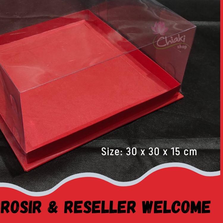 

♥ Box Mika MERAH Uk 30 x 30 x T. 15 cm RED Cake Pudding Tart Dus Merah Karton Tebal CHIAKI ☼