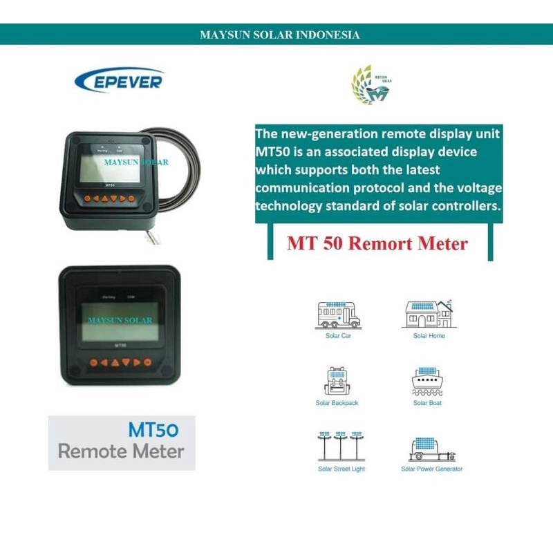 Remote Remot Meter MT50 EPEVER MT-50 Remote Meter For MPPT EPEVER