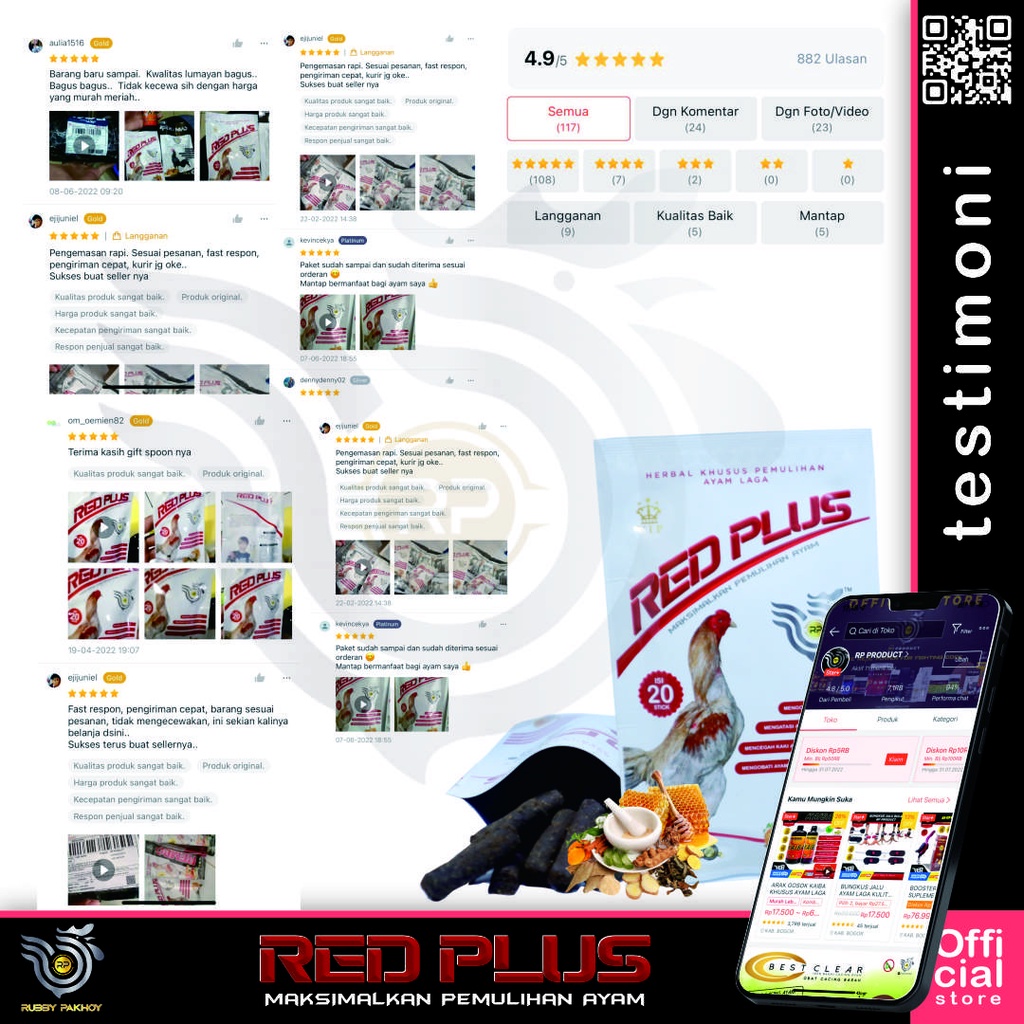 JAMU AYAM RED PLUS OBAT PEMULIHAN SETELAH LAGA AYAM CEPAT PULIH DAN SEHAT (1 RENCENG)