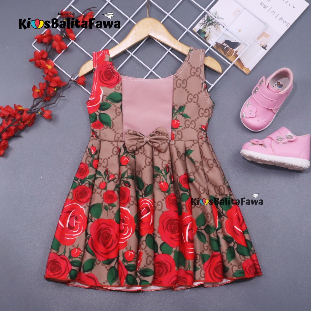 Dress Clairine uk 2-3 Tahun / Baju Anak Perempuan Murah Dres Bunga Yukensi Adem Pakaian Pesta Gaun