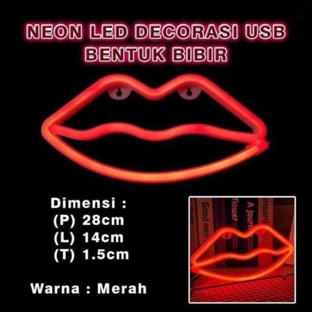 lampu neon / neon light / neon bulan / neon flamingo / neon petir - bibir