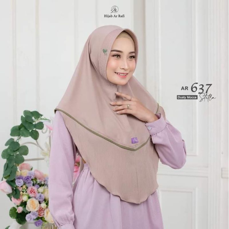Hijab Plisket Arrafi - AR 637 - Jilbab Kerudung Bergo Instan Pet Antem Bahan Stella Variasi Warna Ad