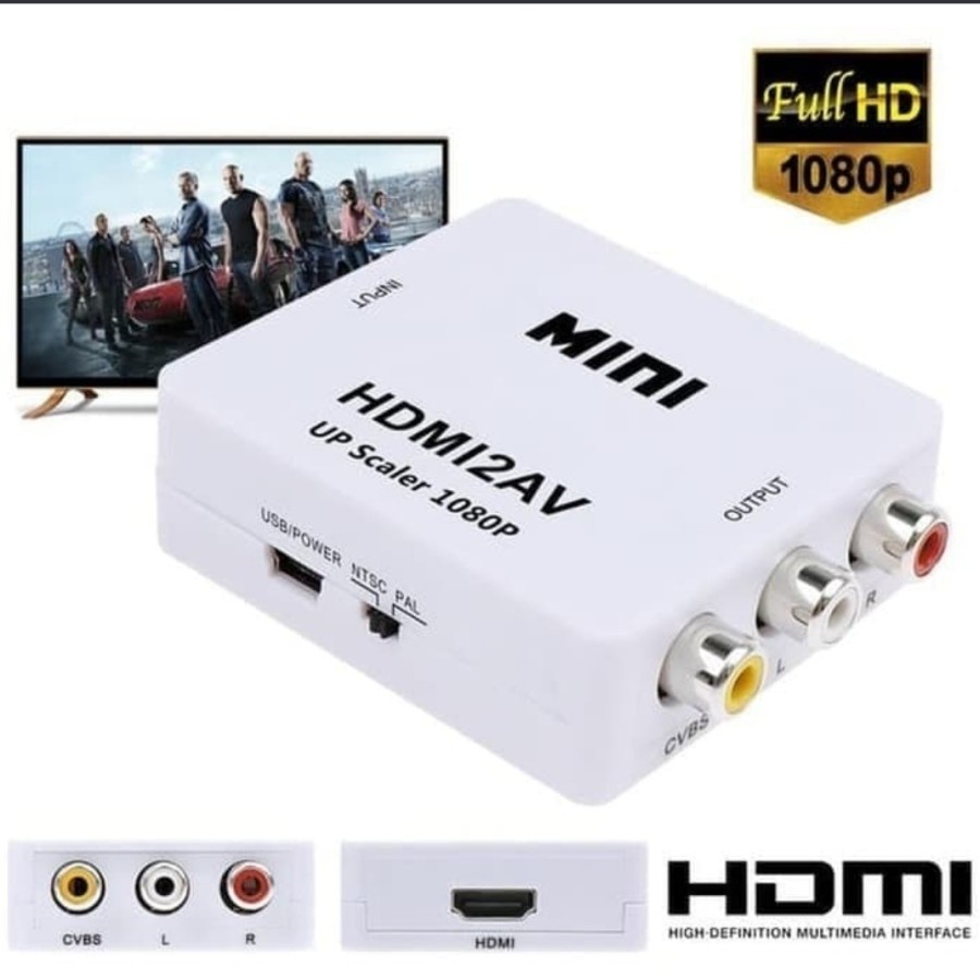 Mini Box HDTV to AV RCA Converter Adapter / CONVERTER MINI BOX HDTV TO RCA