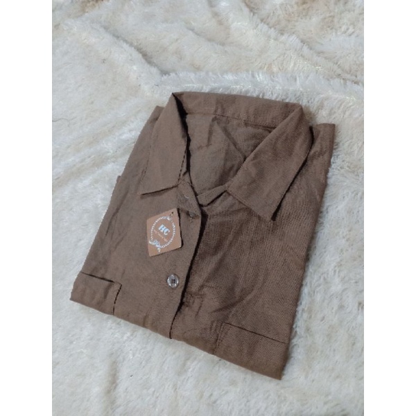 Kemeja Gita Rami Basic Shirt//Kemeja Crop kekinian//kemeja oversize terbaru-Gita Mocca