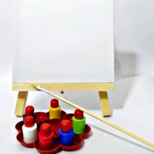 

PALING MURAH! Paket Komplit kanvas 20x20cm + Standing easel+ Cat Akrilik + koas + valet