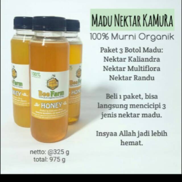 

Paket madu KaMuRa (Kaliandra, Multiflora dan Randu)