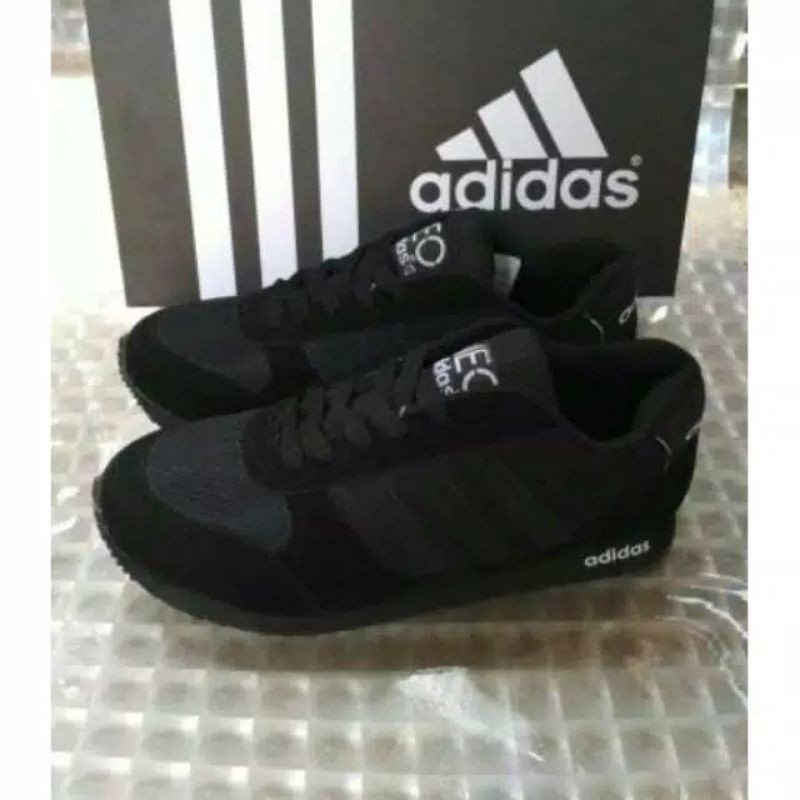 SEPATU ADIDAS NEO CITY RACER FULL BLACK HITAM / SEKOLAH PRIA / SEKOLAH WANITA