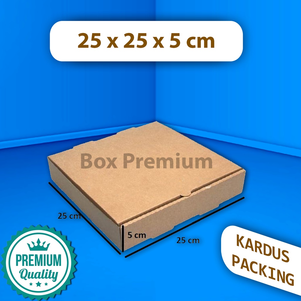 

{ISI 5 pcs} Kotak Kardus Dus Box Packaging Pizza Pakaian Donut Syal 25x25x5 cm New