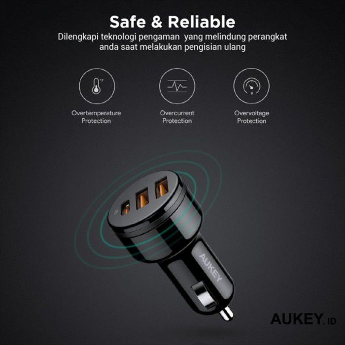 Aukey Car Charger Expedition Duo Series USB + Type C PD 36w - 500871 / 501260 - CC-Y16