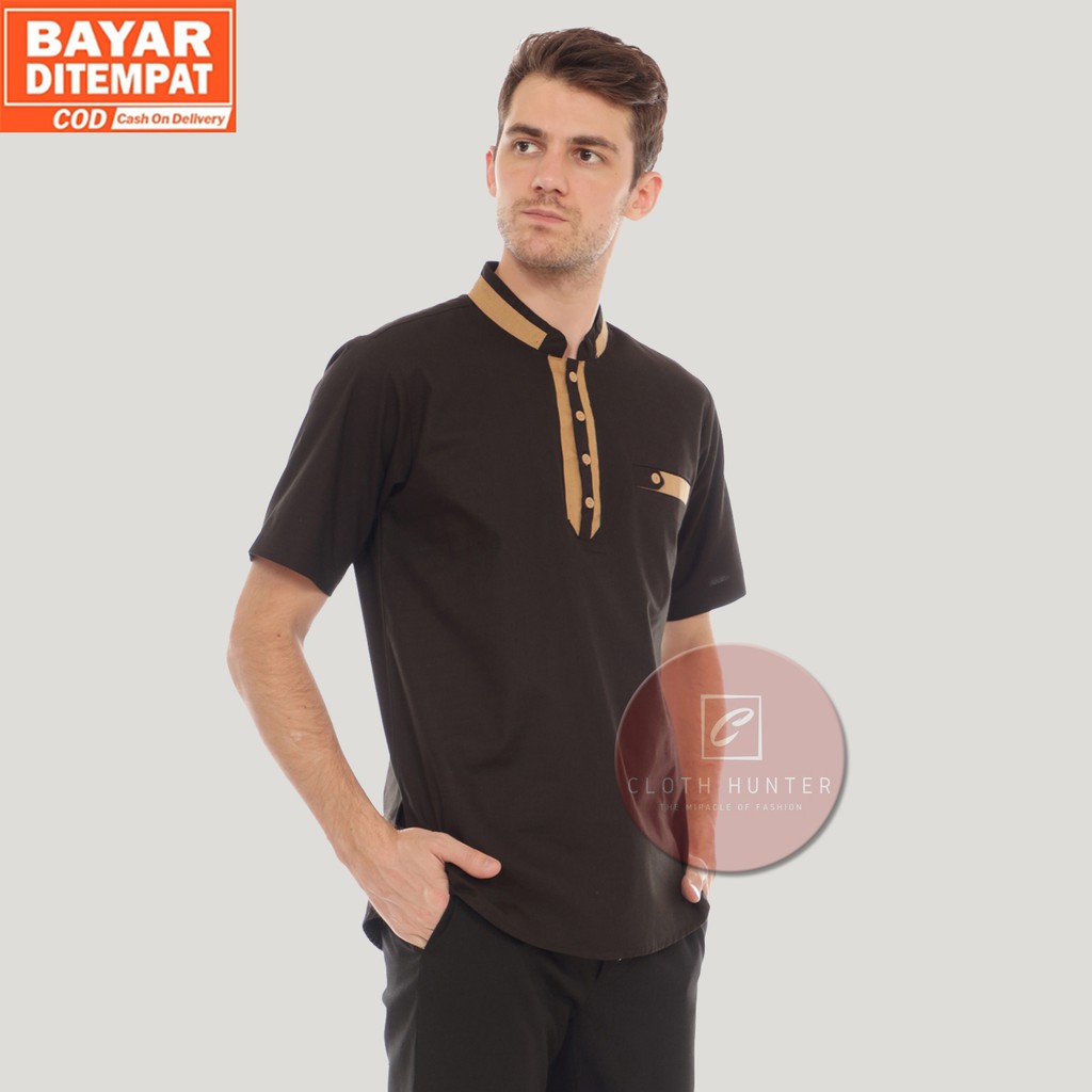 Baju Koko AMMAR Lengan Pendek Pria Terbaru Bahan Cotton Cigarette Polos