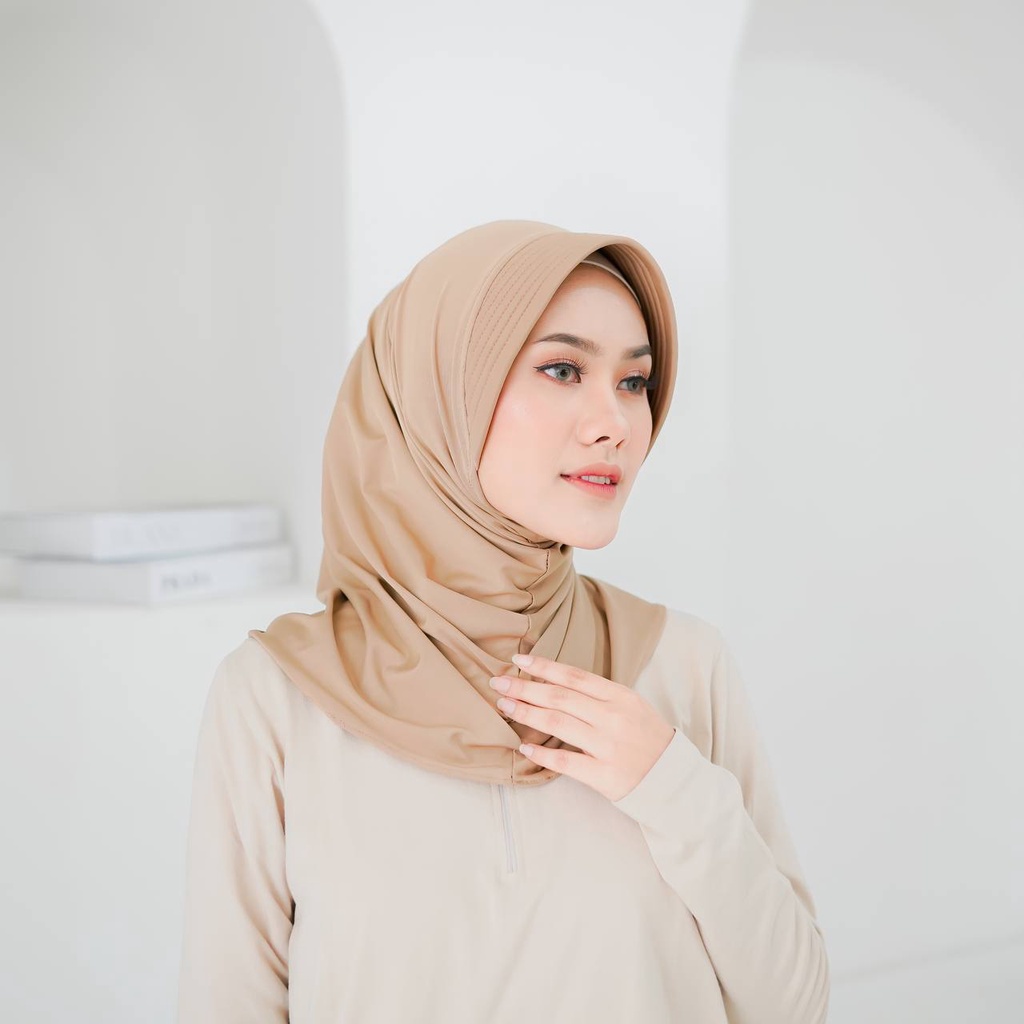 Bergo Sport Hijab Olahraga Premium / Bergo Sport Jersey Premium / Hamidah bergo S /Bergo pad s-MOCCA