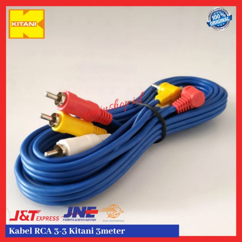 Kabel Kitani RCA Audio 3 in 3 Panjang 3 M High Quality Super Murah