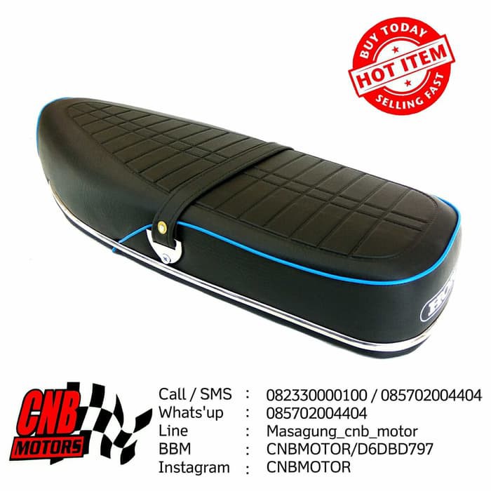 Jok Sadel C70 Standart Tipis Hitam Lis Biru Untuk Rangka C70 001