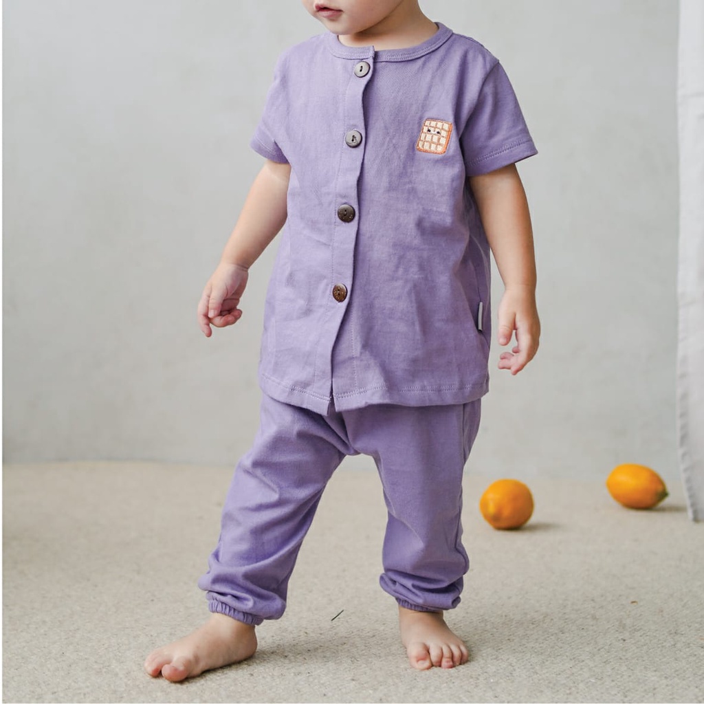 PROMO 7.7 PROMO BAJU LEBARAN MURAH Mooi Short Sleeve Button Setelan Piyama anak Pajamas Setelan Bayi  0-24 bulan