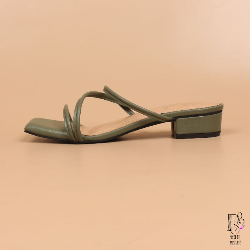 Fsb - MALA Simple Low Heels Wanita-Steel Green