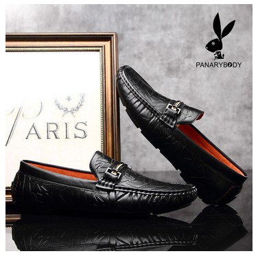 2020s Sepatu Loafers Kasual Pria Hitam Sepatu Casual Pria Antislip JH1909