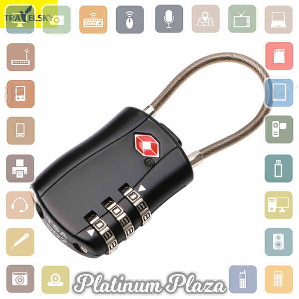 TRAVELSKY Gembok Koper TSA Padlock Kode Angka 3 Digit - TSA07 - Black`2K8IKE-