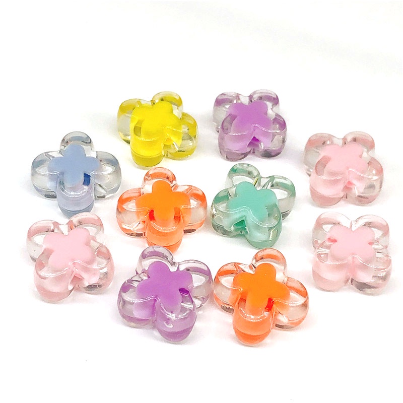 Manik-manik Spacer Bentuk Bunga Clover Bahan Akrilik Untuk Membuat Perhiasan Diy Charms