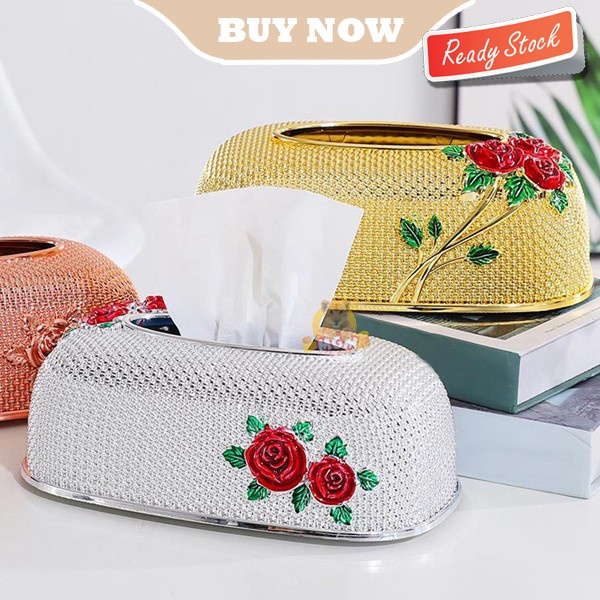 DOME Tempat Tissue Box Klasik Emas elegant acrylic tisu muka ROSE COLR